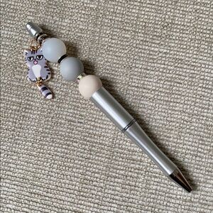 Grey Cat Charm Pen (Tail “wags”)
